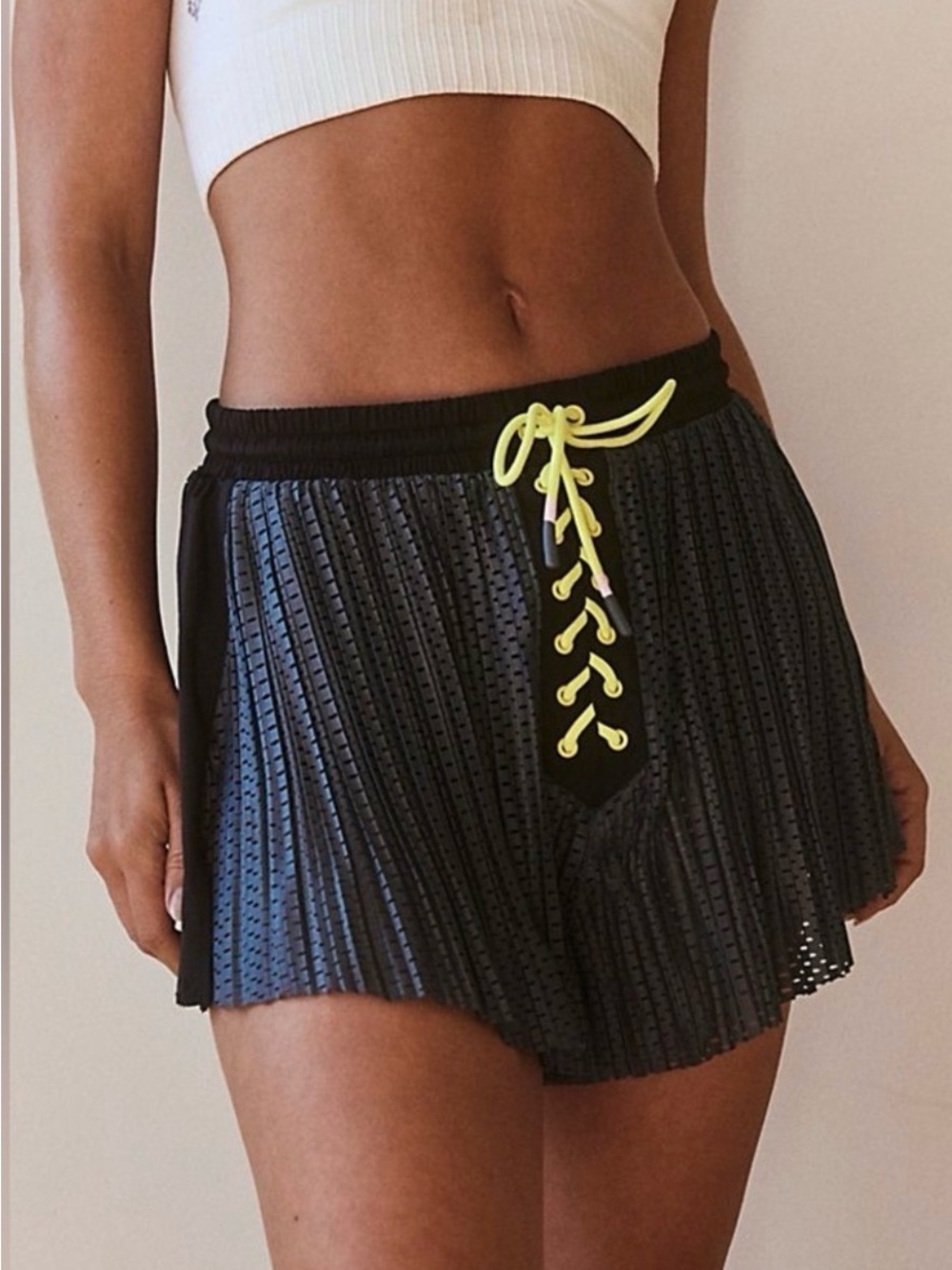 FP Movement by Free People Black Shorts with Neon Yellow Drawstring
